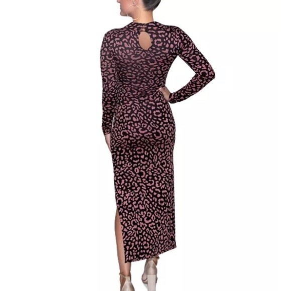 Rachel Roy Square-Neck Midi  Animal Print Dress Pink Black Size XSMALL NWT - Picture 12 of 12